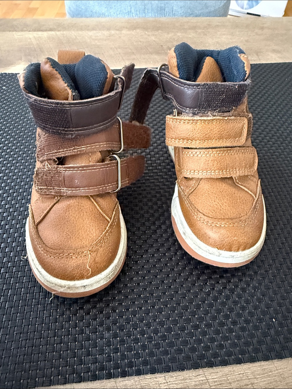 Kids Brown High-Top Velcro Sneakers